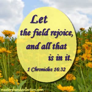 let the field rejoice bible verse, 1 Chronicles 16:32