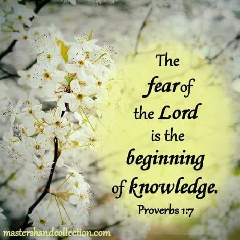 the fear of the Lord is the beginning of wisdom, Proverbs 1:7