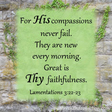 Great is Thy faithfulness. Lamentations 3:22-23
